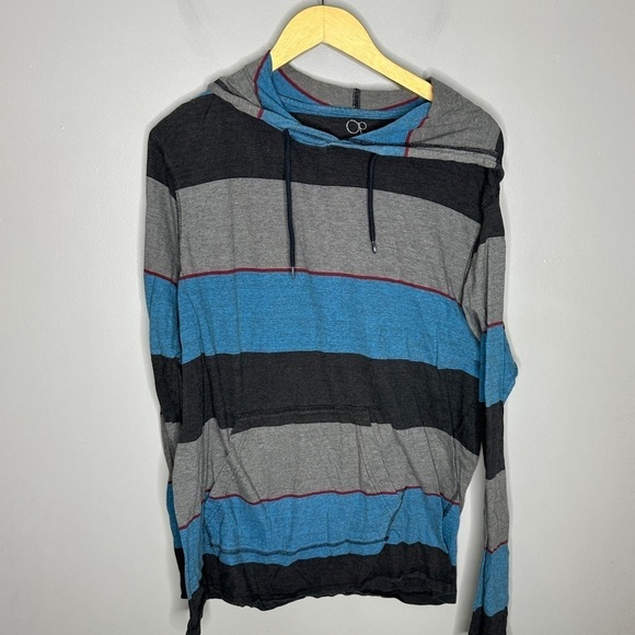 OP grey and blue striped lightweight hoodie - Picture 1 of 4